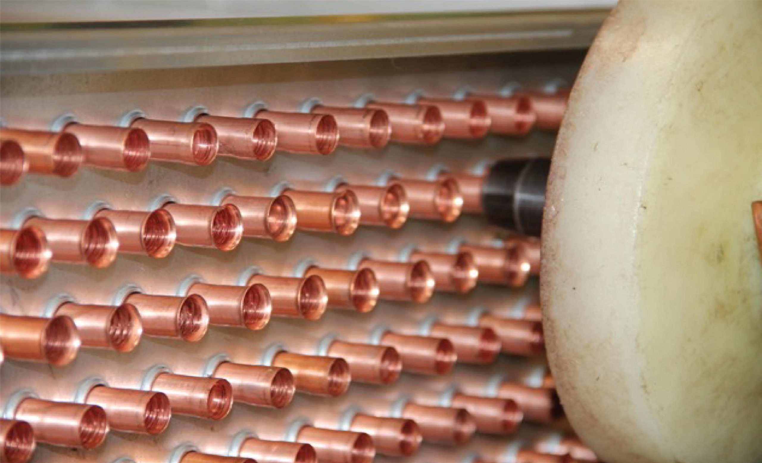 HVAC coil manufacturing with fin pressing and brazing process