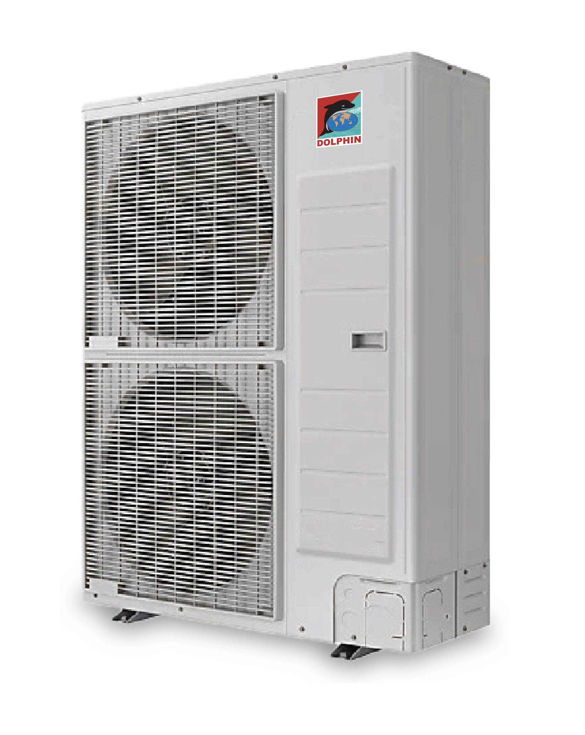 Residential heat pump providing heating and cooling.